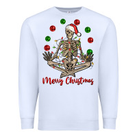 White Merry Christmas skeleton Premium Sweatshirt - NancyCooperArtShop