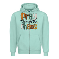 Seafoam pray throthe chaos Zipper Hoodie - MaliasSmallBusiness