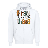 White pray throthe chaos Zipper Hoodie - MaliasSmallBusiness