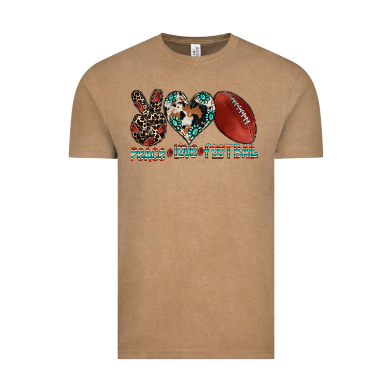Peace Love Football Vintage Tee by CowhideDigitalArt | Teevron