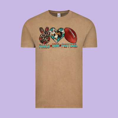 Peace Love Football Vintage Tee Designed By Cowhidedigitalart