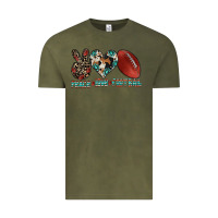 Vintage Olive peace love football Vintage Tee - CowhideDigitalArt