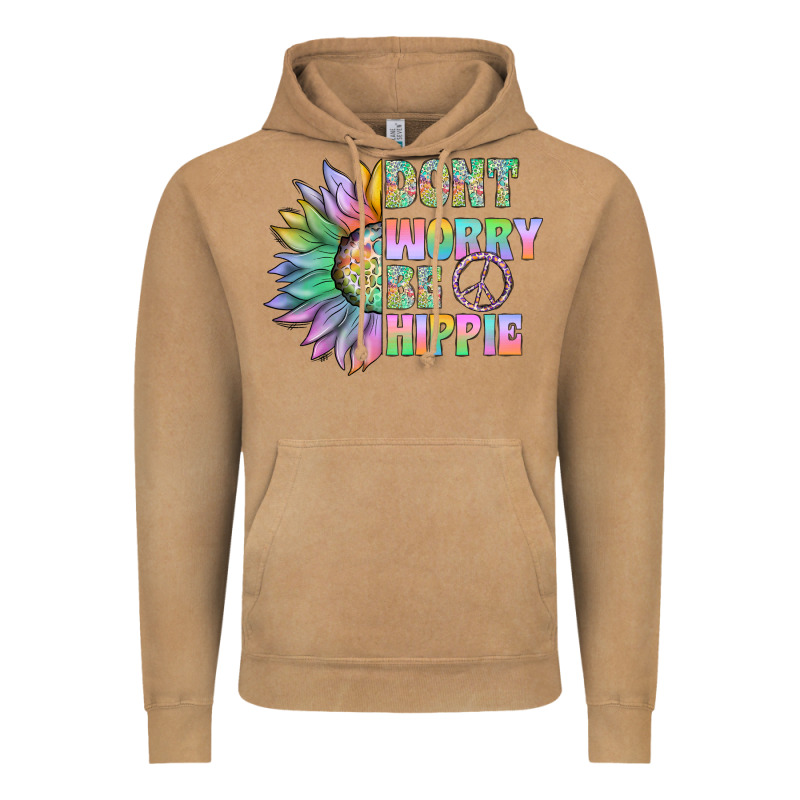 Don't Worry Be Hippie Vintage Hoodie by CowhideDigitalArt | Teevron