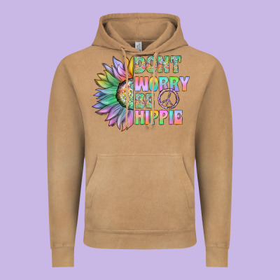 Don't Worry Be Hippie Vintage Hoodie Designed By Cowhidedigitalart
