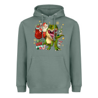 Sage Christmas dinosaur Heavyweight Hoodie - MaliasSmallBusiness