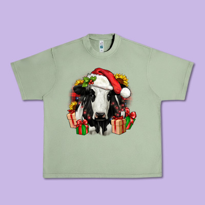 Christmas Holstein Urban Heavy Tee Designed By Jahusdesignshop