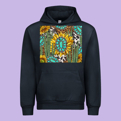Western Cactus With Sunflowers And Turquoise Tumbler Tbs Urban Hoodie Designed By Tumblerdesignbyshophia