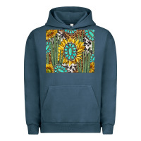 Pigment Midnight Navy western cactus with sunflowers and turquoise tumbler tbs Urban Hoodie - TumblerDesignByShophia