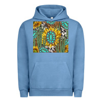 Pigment Pebble Blue western cactus with sunflowers and turquoise tumbler tbs Urban Hoodie - TumblerDesignByShophia