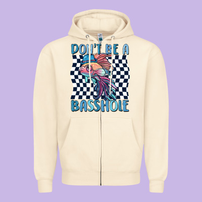 Dont Be A Basshole Zipper Hoodie Designed By Maliassmallbusiness