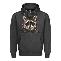 Charcoal Heather sweet but will throw hands Zipper Hoodie - MaliasSmallBusiness