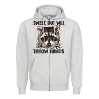 Dove Grey sweet but will throw hands Zipper Hoodie - MaliasSmallBusiness