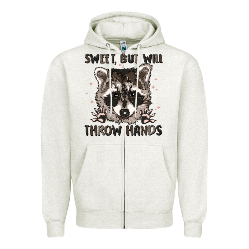 Sweet But Will Throw Hands Zipper Hoodie by MaliasSmallBusiness | Teevron