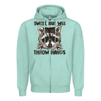 Seafoam sweet but will throw hands Zipper Hoodie - MaliasSmallBusiness