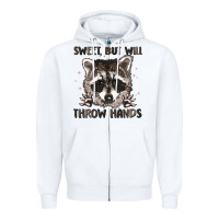 White sweet but will throw hands Zipper Hoodie - MaliasSmallBusiness