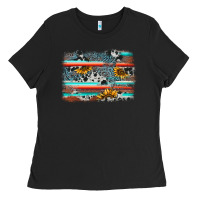 Black serape cowhide sunflower background Ladies Tee - AdoDesignShop