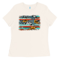 Bone serape cowhide sunflower background Ladies Tee - AdoDesignShop