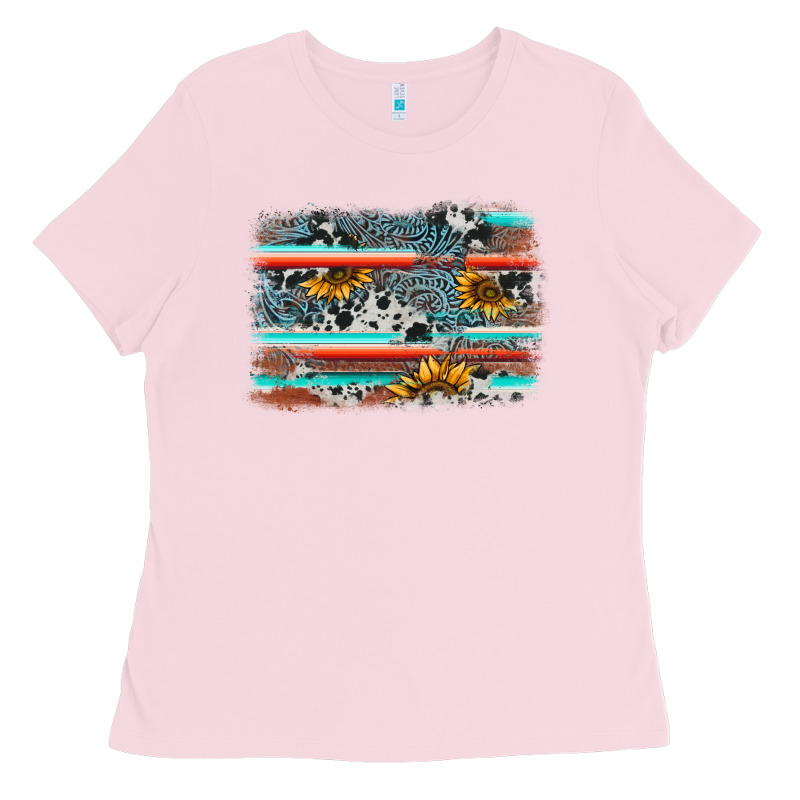 Serape Cowhide Sunflower Background Ladies Tee by AdoDesignShop | Teevron