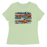 Matcha serape cowhide sunflower background Ladies Tee - AdoDesignShop