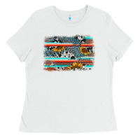 White serape cowhide sunflower background Ladies Tee - AdoDesignShop