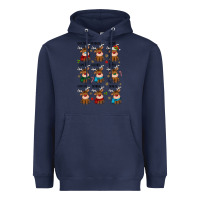 Navy christmas reindeers Heavyweight Hoodie - MaliasSmallBusiness