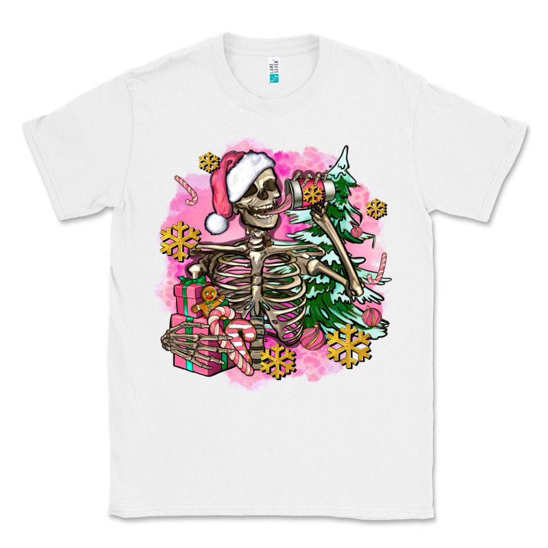 Pink Coffee Gifts Christmas Skeleton Coffee Classic Tee by AdoDesignShop | Teevron