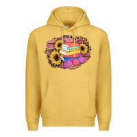 Antique Gold books sunflower back to school background Premium Hoodie - AdoDesignShop