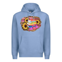 Colony Blue books sunflower back to school background Premium Hoodie - AdoDesignShop