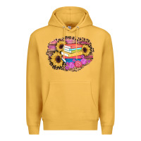 Mustard books sunflower back to school background Premium Hoodie - AdoDesignShop
