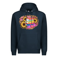 Navy books sunflower back to school background Premium Hoodie - AdoDesignShop