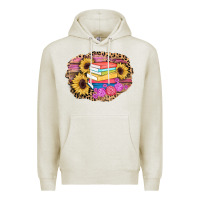 Oatmeal Heather books sunflower back to school background Premium Hoodie - AdoDesignShop