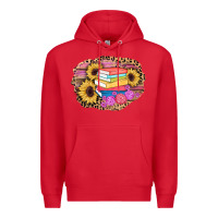 Red books sunflower back to school background Premium Hoodie - AdoDesignShop
