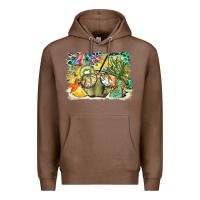 Chestnut coconut with fruits  background Premium Hoodie - BarkalooDesign