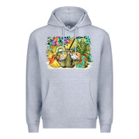 Heather Grey coconut with fruits  background Premium Hoodie - BarkalooDesign