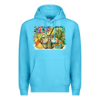 Ocean Blue coconut with fruits  background Premium Hoodie - BarkalooDesign