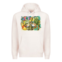 Pale Pink coconut with fruits  background Premium Hoodie - BarkalooDesign