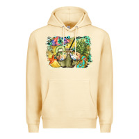 Pina Colada coconut with fruits  background Premium Hoodie - BarkalooDesign
