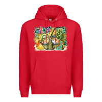 Red coconut with fruits  background Premium Hoodie - BarkalooDesign