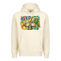 Sandshell coconut with fruits  background Premium Hoodie - BarkalooDesign