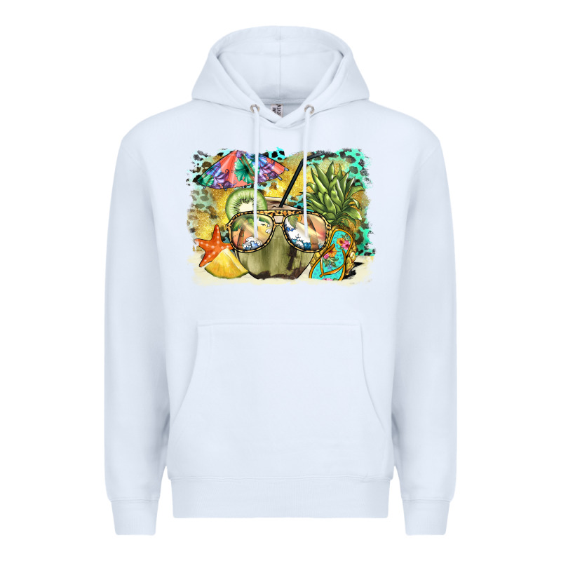 Coconut With Fruits  Background Premium Hoodie by BarkalooDesign | Teevron