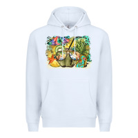 White coconut with fruits  background Premium Hoodie - BarkalooDesign
