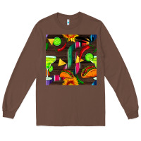 Chestnut margarita and taco seamless pattern Long Sleeve Tee - BundleAndBundleShop