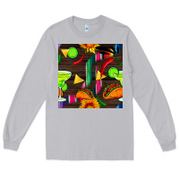 Moon Dust margarita and taco seamless pattern Long Sleeve Tee - BundleAndBundleShop
