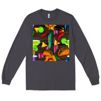 Smoke margarita and taco seamless pattern Long Sleeve Tee - BundleAndBundleShop
