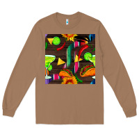 Toasted Coconut margarita and taco seamless pattern Long Sleeve Tee - BundleAndBundleShop