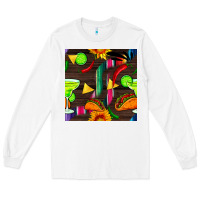 White margarita and taco seamless pattern Long Sleeve Tee - BundleAndBundleShop
