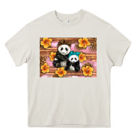 Cream Mama Panda And Baby Panda Heavy Core Tee - Artiststas