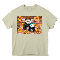 Mossy Mama Panda And Baby Panda Heavy Core Tee - Artiststas