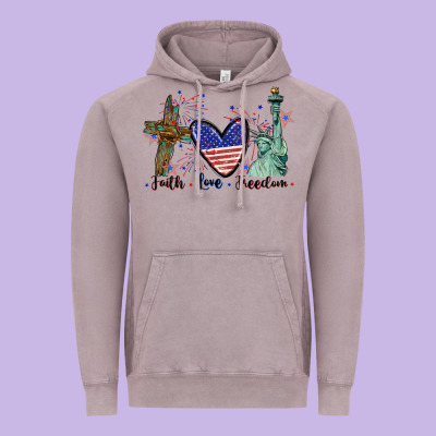 Faith Love Freedom 4th Of July Vintage Hoodie Designed By Cowgirlartshop