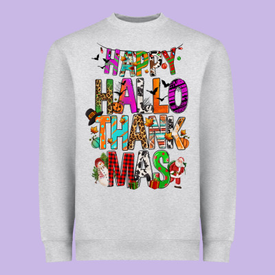 Happy Hallothankmas Heavyweight Sweatshirt Designed By Fadigitalartstudio